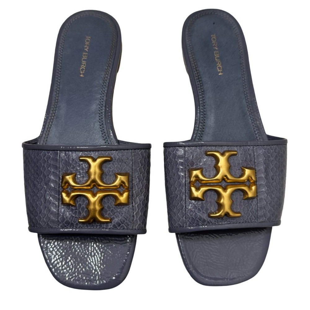 Tory Burch Eleanor Slide Leather in Dark Lotus Purple Woman’s 6